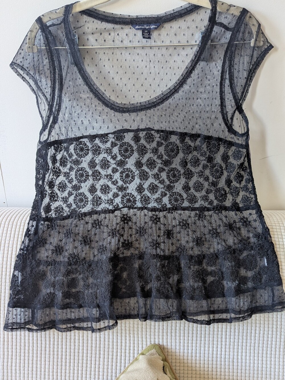 American Eagle Outfitters Black Sheer Lace Layered Camisole